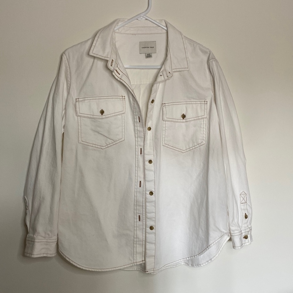 American Eagle White Jean Jacket